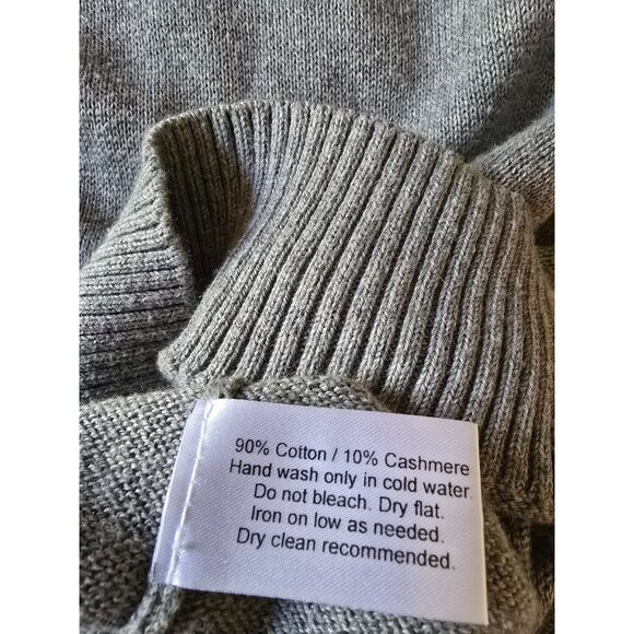Criquet Small Gray Button Mock Neck Sweater 90% Cotton 10% Cashmere - Picture 4 of 6